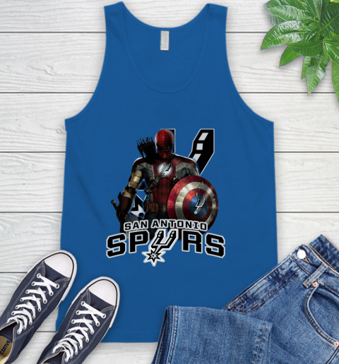 San Antonio Spurs NBA Basketball Captain America Thor Spider Man Hawkeye Avengers Tank Top 5