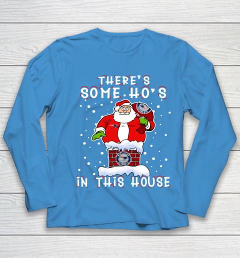 New England Patriots Christmas There Is Some Hos In This House Santa Stuck In The Chimney NFL Youth Long Sleeve 5