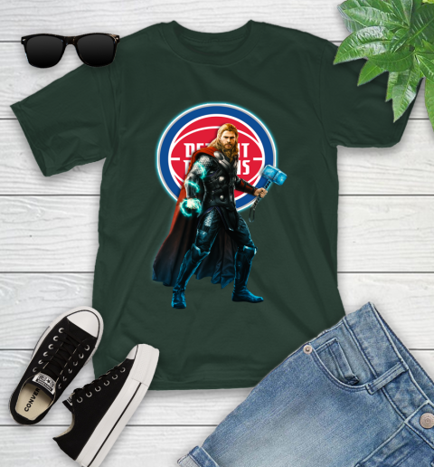 NBA Thor Avengers Endgame Basketball Detroit Pistons Youth T-Shirt 5