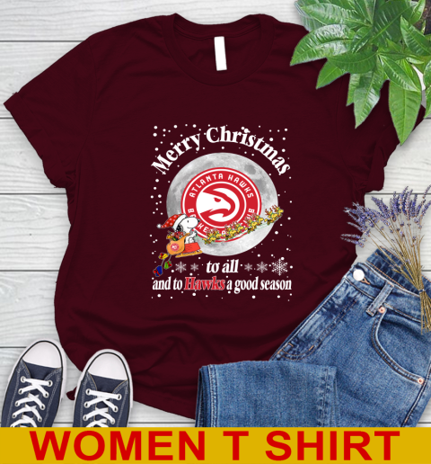 Atlanta Hawks Merry Christmas To All And To Hawks A Good Season NBA Basketball Sports Women's T-Shirt 6