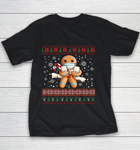 Gingerbread Face Mask Christmas 2020 Quarantine Pajamas Gift Youth T-Shirt