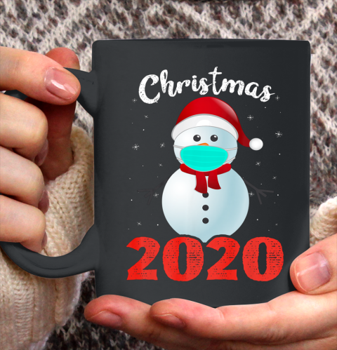 Merry Christmas 2020 Snowman in Mask Pajama snowflakes Xmas Ceramic Mug 11oz