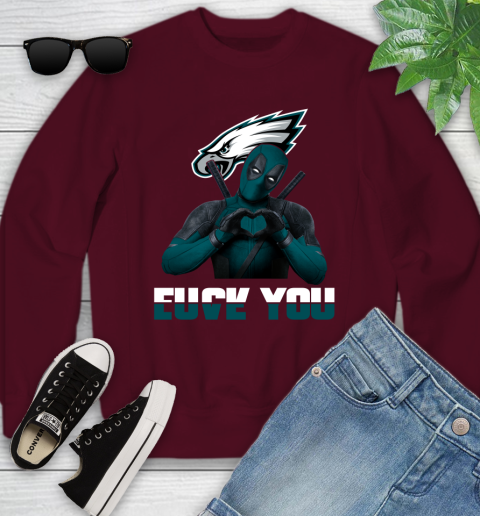 NHL Philadelphia Eagles Deadpool Love You Fuck You Football Sports Youth Sweatshirt 4