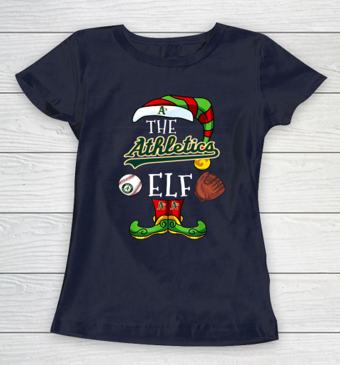 Oakland Athletics Christmas ELF Funny MLB Women's T-Shirt 2