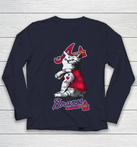 MLB Baseball My Cat Loves Atlanta Braves Youth Long Sleeve 2
