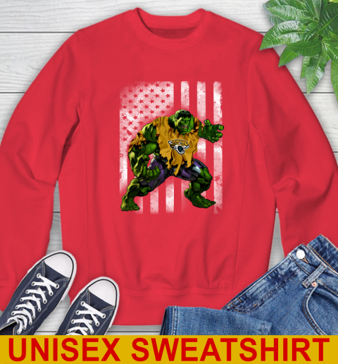 Jacksonville Jaguars Hulk Marvel Avengers NFL Football American Flag Sweatshirt 12