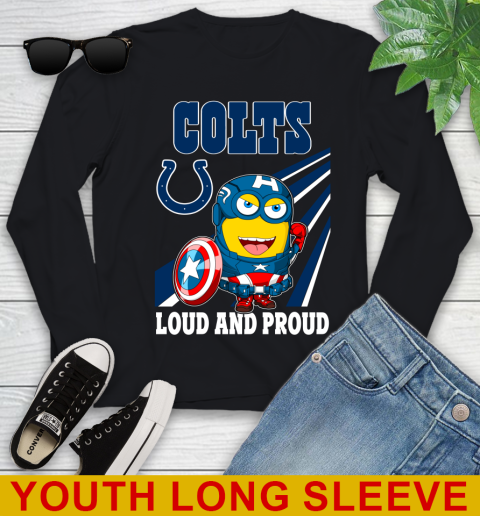 NFL Football Indianapolis Colts Captain America Marvel Avengers Minion Shirt Youth Long Sleeve