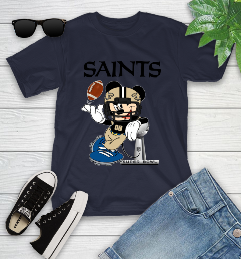 NFL New Orleans Saints Mickey Mouse Disney Super Bowl Football T Shirt Youth T-Shirt 3