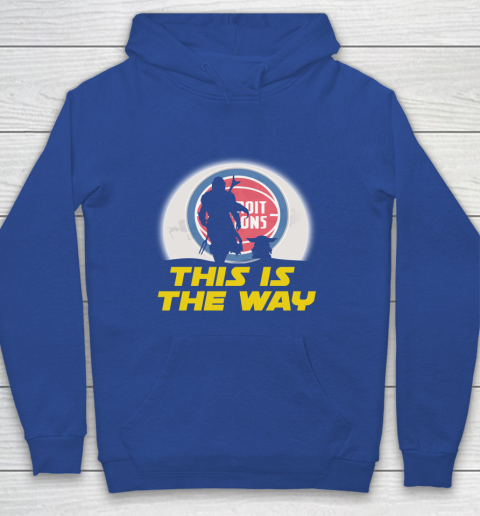 Detroit Pistons NBA Basketball Star Wars Yoda And Mandalorian This Is The Way Youth Hoodie 6