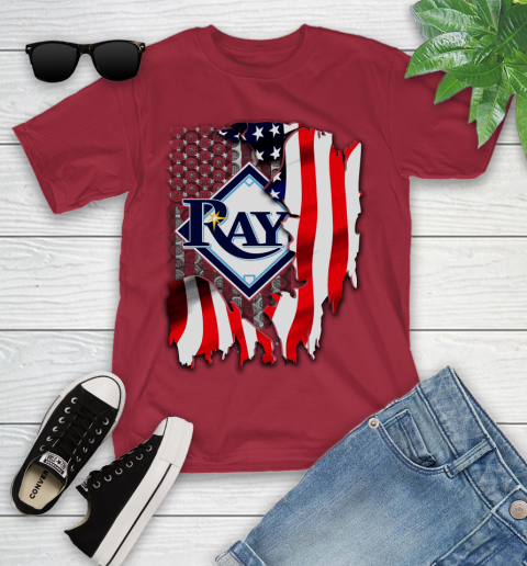Tampa Bay Rays MLB Baseball American Flag Youth T-Shirt 14
