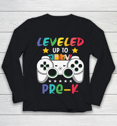 Back To School Shirt Leveled up to Pre K Youth Long Sleeve