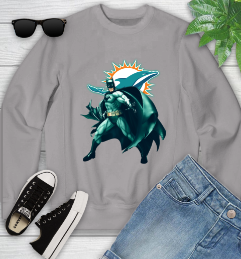 NFL Batman Football Sports Miami Dolphins Youth Sweatshirt 4