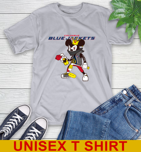 Columbus Blue Jackets NHL Hockey Mickey Peace Sign Sports T-Shirt - Image 7