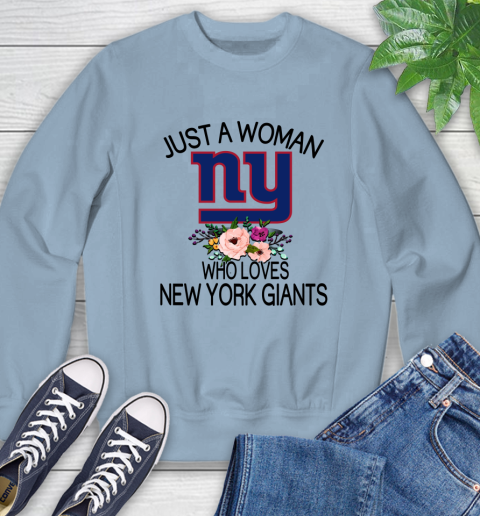 NFL Just A Woman Who Loves New York Giants Football Sports Sweatshirt 5