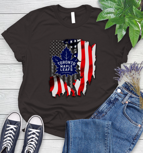 Toronto Maple Leafs NHL Hockey American Flag Women's T-Shirt 11