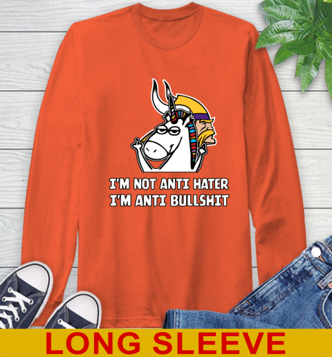 Minnesota Vikings NFL Football Unicorn I'm Not Anti Hater I'm Anti Bullshit Long Sleeve T-Shirt 5