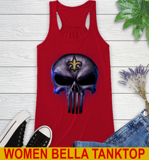New Orleans Saints NFL Football Punisher Skull Sports Racerback Tank 4