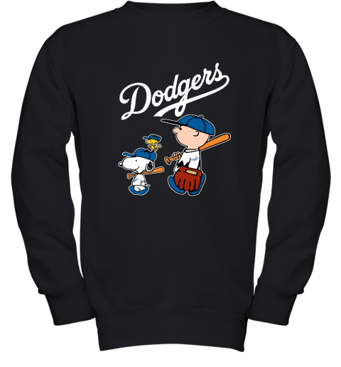Los Angeles Dodgers Let's Play Baseball Together Snoopy MLB Youth Sweatshirt