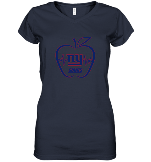 Apple Heartbeat Teacher Symbol New York Giants Long Sleeve T-Shirt 