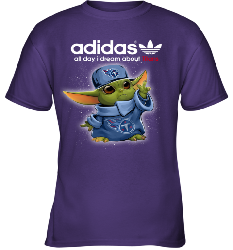 Baby Yoda Adidas All Day I Dream About Tennessee Titans qtey baby yoda adidas all day i dream about tennessee titans youth t shirt 26 front purple