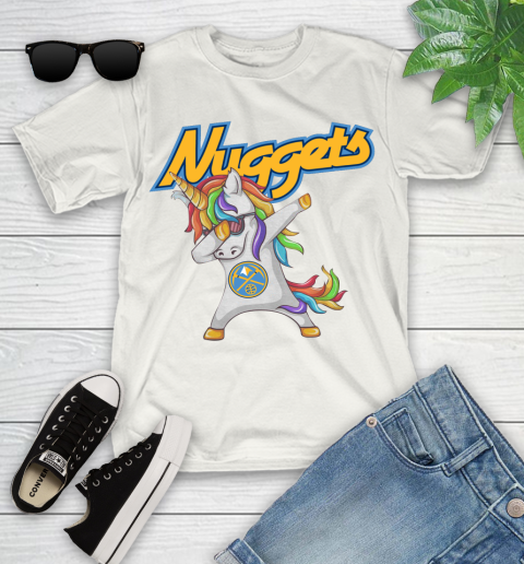 Denver Nuggets NBA Basketball Funny Unicorn Dabbing Sports Youth T-Shirt