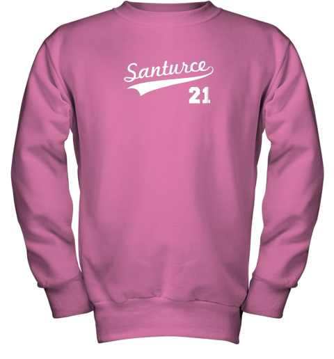 ob36 vintage santurce 21 puerto rico baseball youth sweatshirt 47 front safety pink