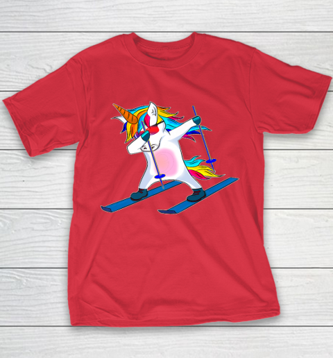 Skiing Unicorn Dabbing Funny Gift Youth T-Shirt 9