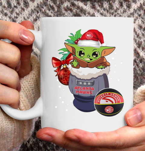 Atlanta Hawks Christmas Baby Yoda Star Wars Funny Happy NBA Ceramic Mug 11oz 4