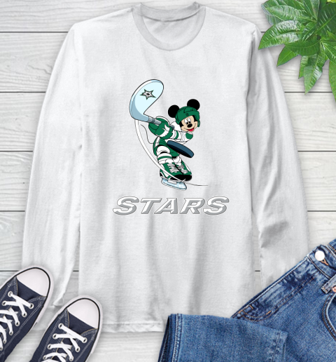 NHL Hockey Dallas Stars Cheerful Mickey Mouse Shirt Long Sleeve T-Shirt 2
