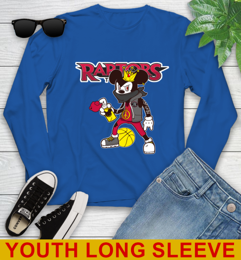 Toronto Raptors NBA Basketball Mickey Peace Sign Sports Youth Long Sleeve 10