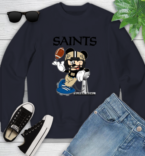 NFL New Orleans Saints Mickey Mouse Disney Super Bowl Football T Shirt Youth Sweatshirt 3