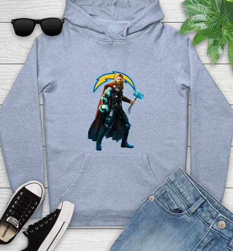 NFL Thor Avengers Endgame Football Los Angeles Chargers Youth Hoodie 10