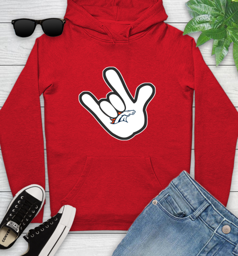 Denver Broncos NFL Football Mickey Rock Hand Disney Youth Hoodie 11