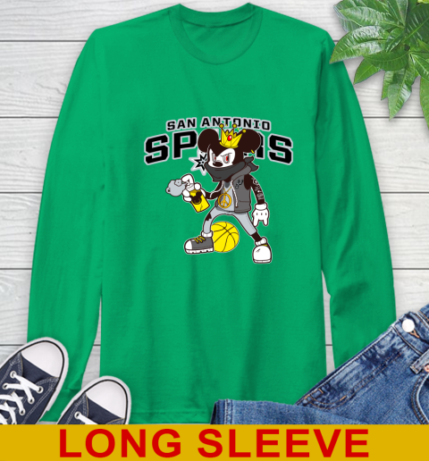 San Antonio Spurs NBA Basketball Mickey Peace Sign Sports Long Sleeve T-Shirt 7