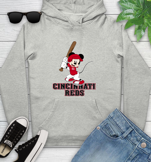 MLB Baseball Cincinnati Reds Cheerful Mickey Mouse Shirt Youth Hoodie 2