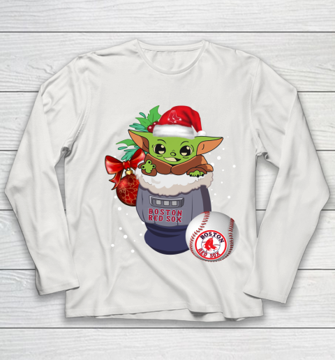 Boston Red Sox Christmas Baby Yoda Star Wars Funny Happy MLB Youth Long Sleeve 11