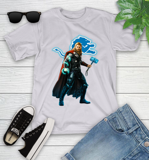 NFL Thor Avengers Endgame Football Detroit Lions Youth T-Shirt 4