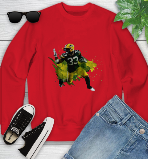 Aaron Jones Running Green Bay Packers Youth Sweatshirt 8