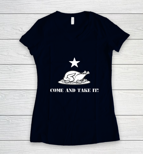 Thanksgiving Come And Take It Turkey Dinner Women's V-Neck T-Shirt 2