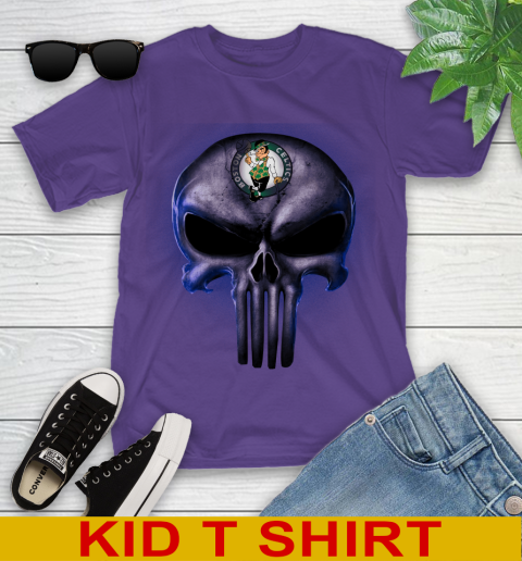 Boston Celtics NBA Basketball Punisher Skull Sports Youth T-Shirt 3