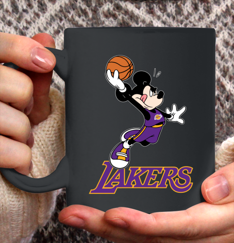 NBA Basketball Los Angeles Lakers Cheerful Mickey Mouse Shirt Ceramic Mug 15oz