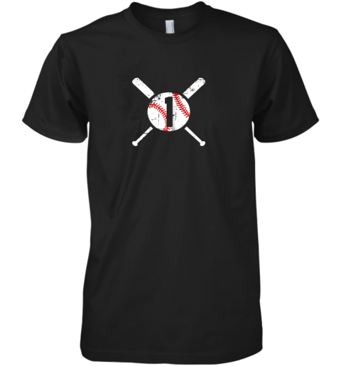 Baseball Number 1 One Shirt Distressed Softball Apparel Premium Men's T-Shirt