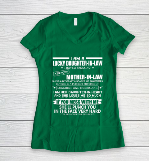 Lucky Daughter In Law Have A Freaking Awesome Mother In Law Women's V-Neck T-Shirt 3