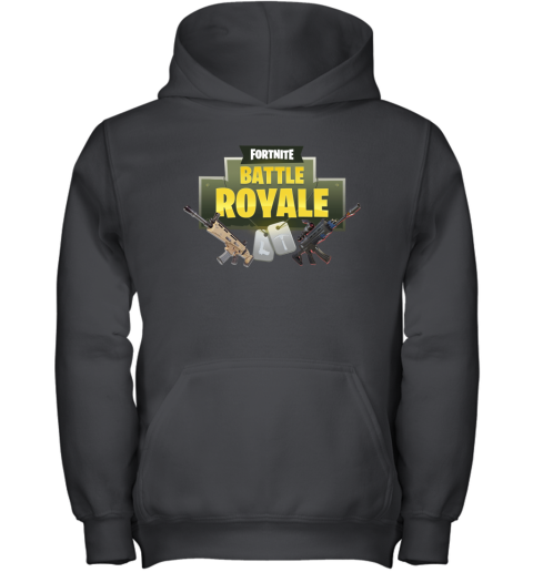 4op8 fortnite battle royale logo with assault rifle shirts youth hoodie 43 front black