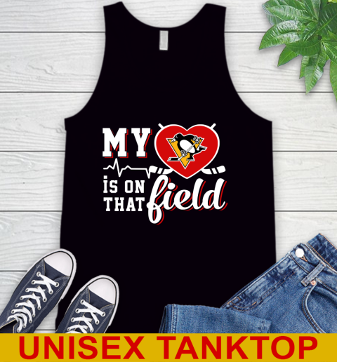 NHL My Heart Is On That Field Hockey Sports Pittsburgh Penguins Tank Top