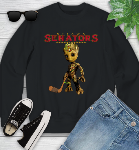 Ottawa Senators NHL Hockey Groot Marvel Guardians Of The Galaxy Youth Sweatshirt 2