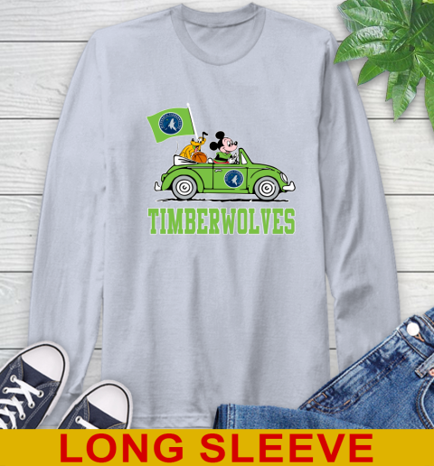 NBA Basketball Minnesota Timberwolves Pluto Mickey Driving Disney Shirt Long Sleeve T-Shirt 6