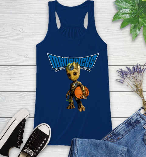 Dallas Mavericks NBA Basketball Groot Marvel Guardians Of The Galaxy Racerback Tank 9