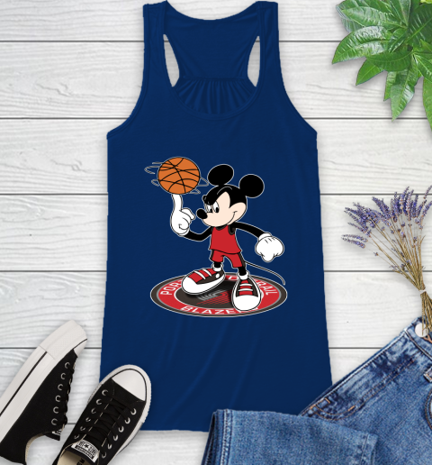 NBA Basketball Portland Trail Blazers Cheerful Mickey Disney Shirt Racerback Tank 8
