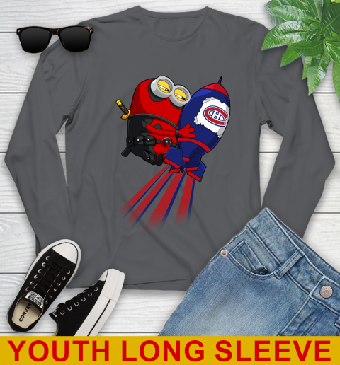 NHL Hockey Montreal Canadiens Deadpool Minion Marvel Shirt Youth Long Sleeve 9
